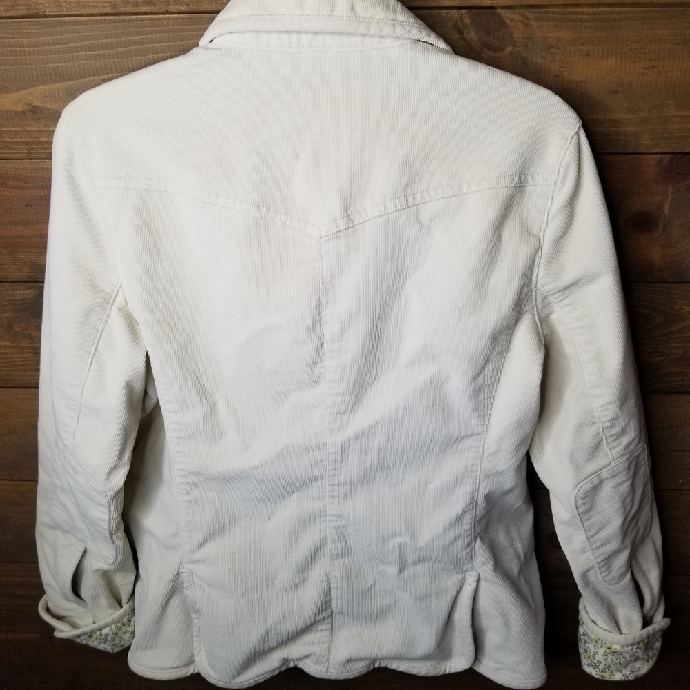 Vtg GAP Corduroy Stretch Calico Floral Lined Blazer Jacket Cream Sz 14 (Meduim) - Picture 3 of 16